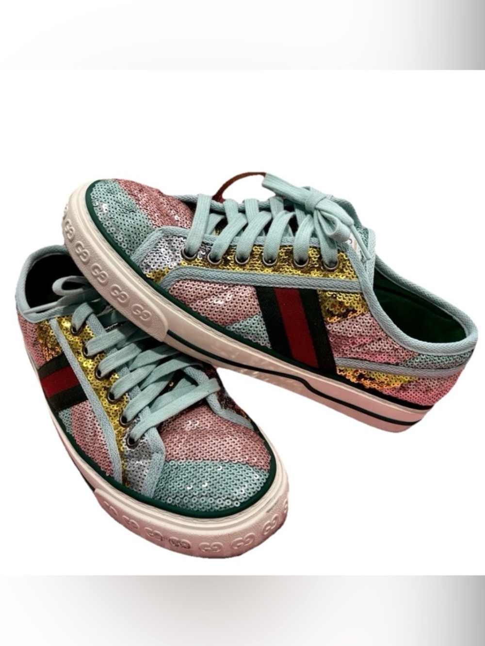 Gucci Sherry Line Tennis 1977 Sequins Embellished Sneakers Shoes EU37.5 US 7-7.5